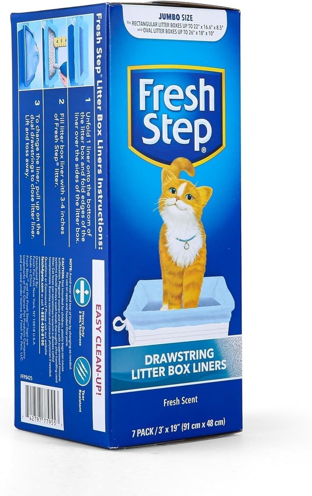 Drawstring Cat Litter Box Liners, Scented, Jumbo Size, 36" x 19" - 7 Count Pe...