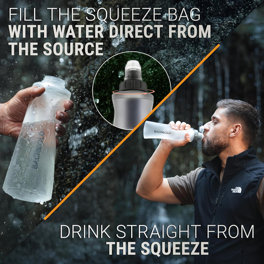 Water Filter Camping – Foldable Squeeze Portable Water Filter for Hiking, Backp