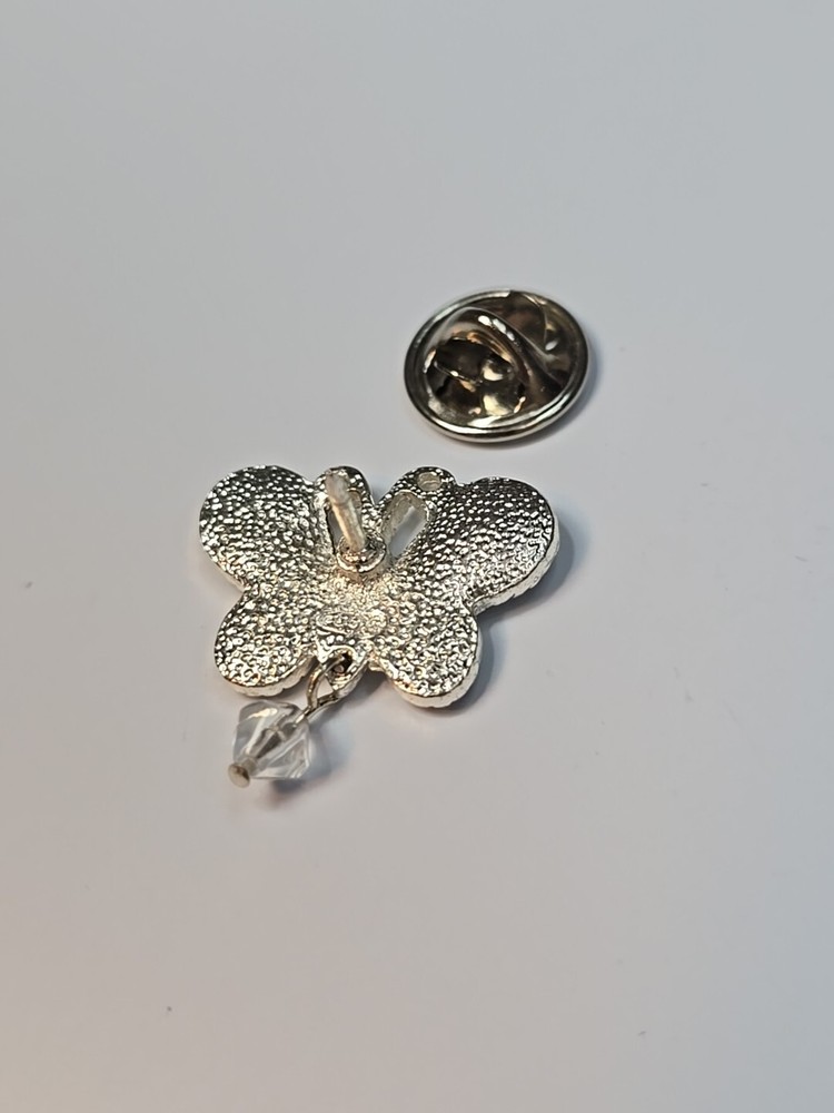 AVON Lapel Pin White Butterfly Dangling Bead