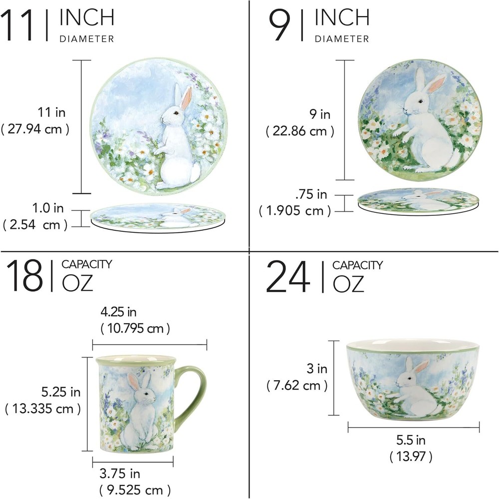 Certified International Easter Morning 16 piece Dinnerware Set, Multicolor