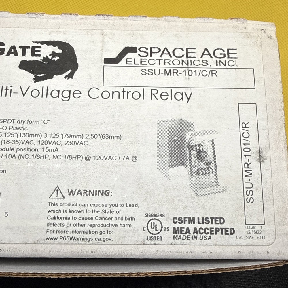 SPACE AGE SSU-MR-101/C/R Multi-Voltage control Relay