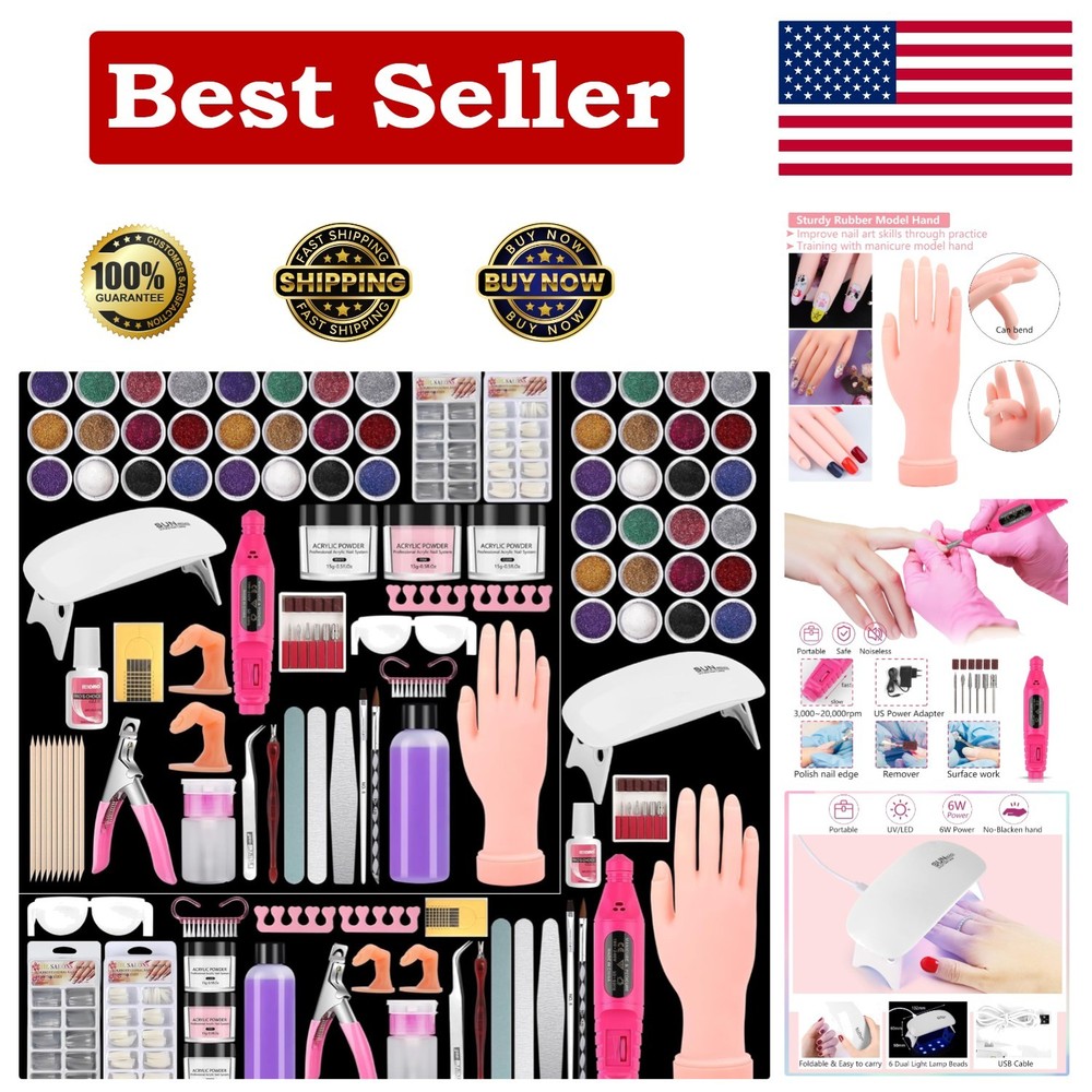 Pro Acrylic Nail Training Kit with Mannequin Hand, Drill & Everything Needed!
