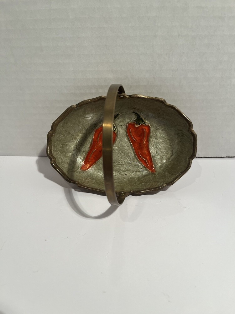 Vintage Brass basket chilli peppers