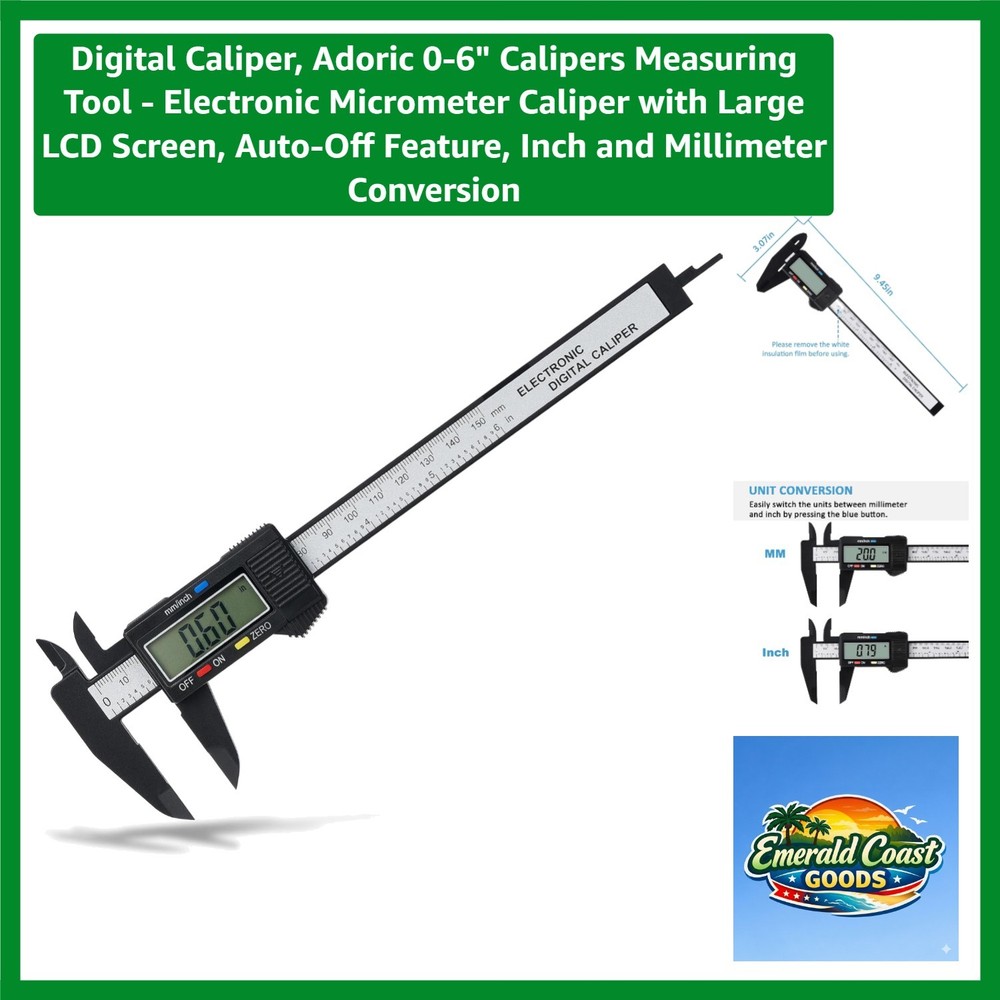 0-6" Digital Caliper Tool for Accurate Measurements - Includes Auto-Off & Switch