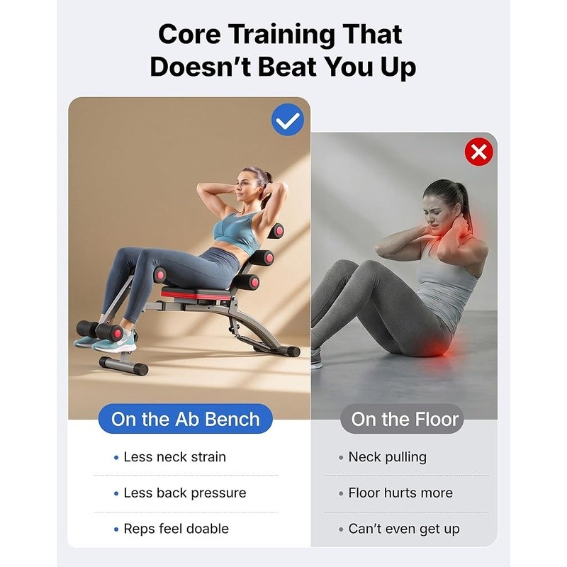 Adjustable Ergonomic Ab Machine Bench Ultimate Core Strength & Stability New