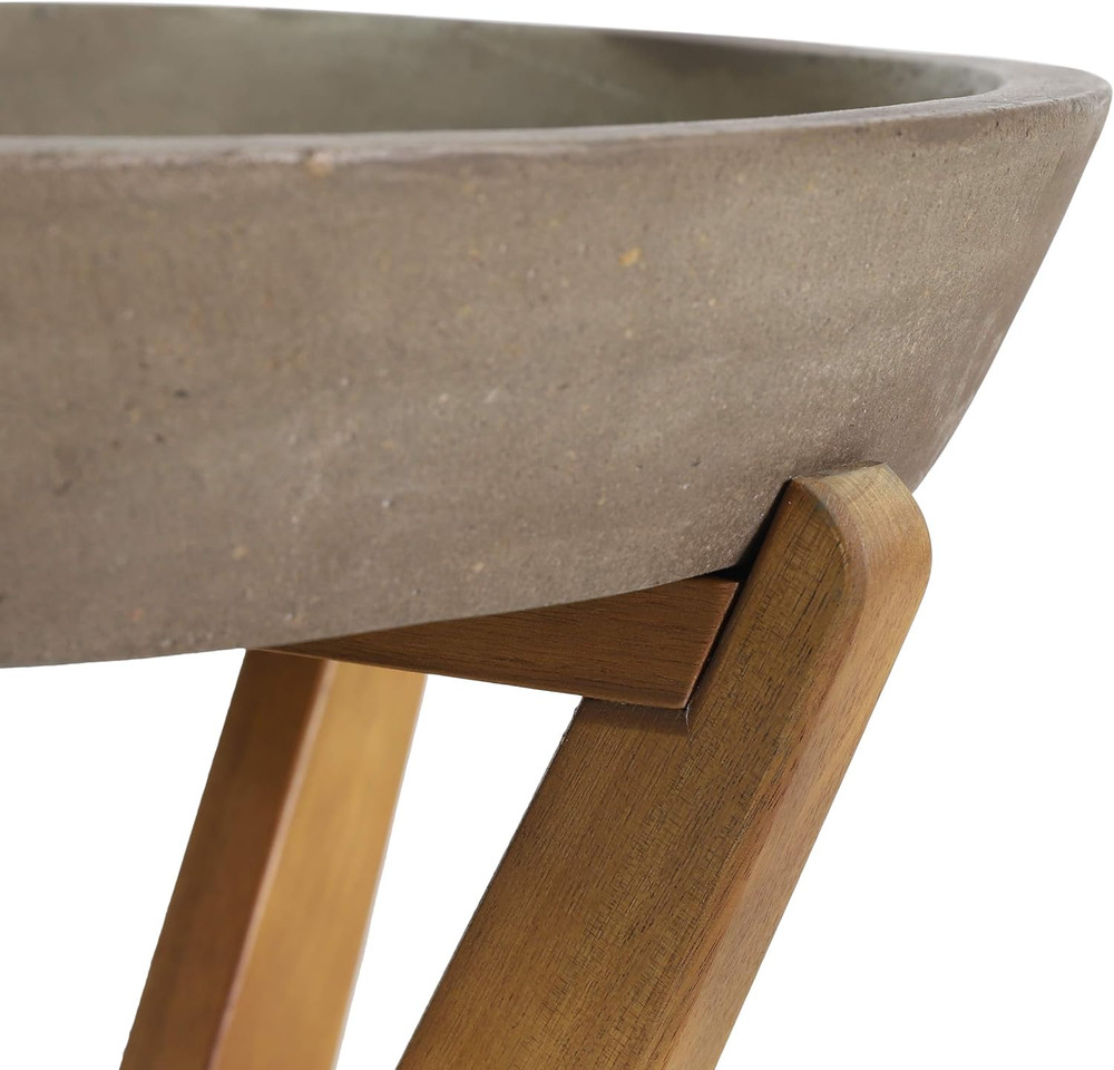 Oprah Teak Outdoor Side Table with Light Gray Finish