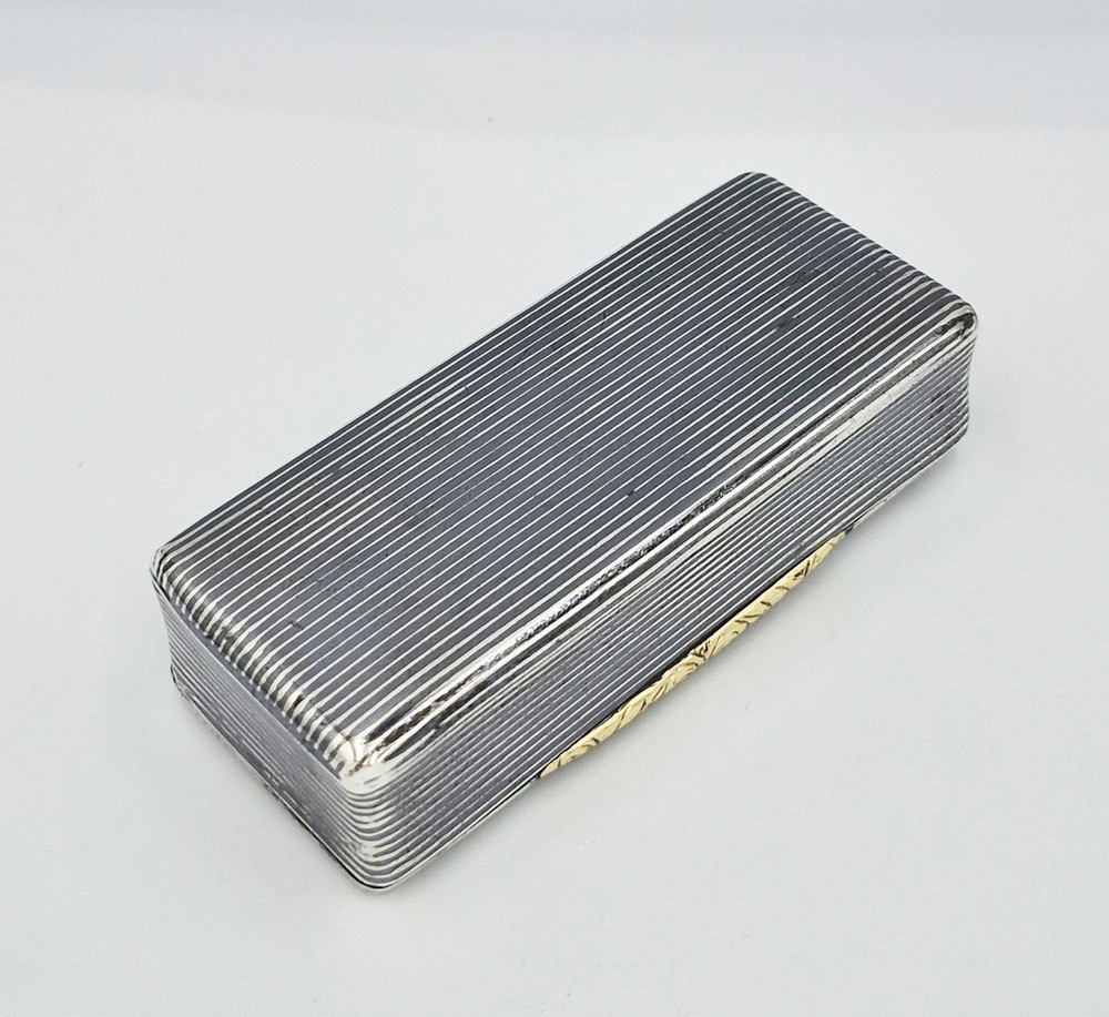 FINE FRENCH SOLID SILVER & NIELLO ENAMEL LARGE SNUFF BOX c1880