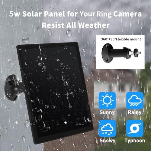 Solar Panel Charger for Ring Camera, Compatible with Ri ng Stick Up Black-2Pack