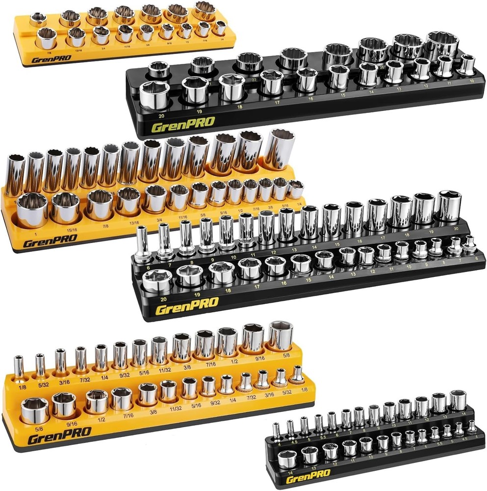 Strong Magnetic Socket Organizer Set - 6pc for Efficient Tool Management