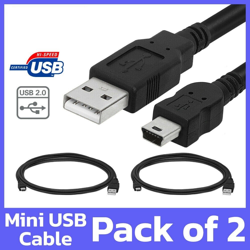 2 Pack Mini USB Cable 3ft Data Sync Charging USB 2.0 Cord GPS MP3 MP4 PSP PS3