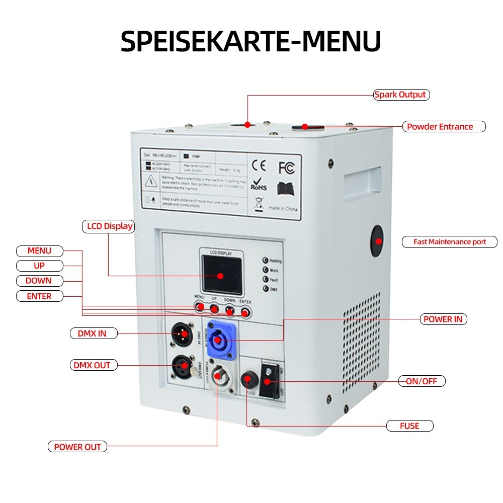 2PCS 750W Cold Spark Machine Stage Effect DMX Firework Party Wedding Firework