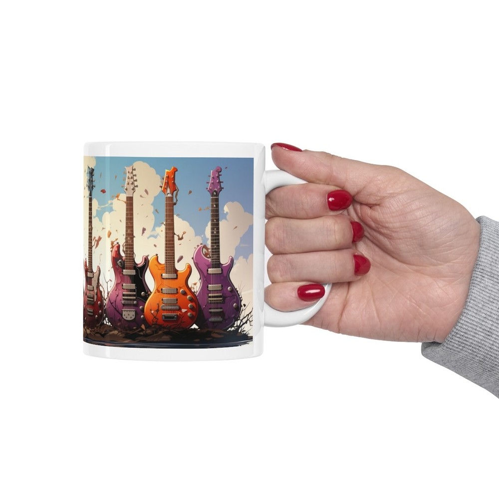 Strings & Sips: The Ultimate Guitar Lover's Mug White Ceramic Mug 11oz