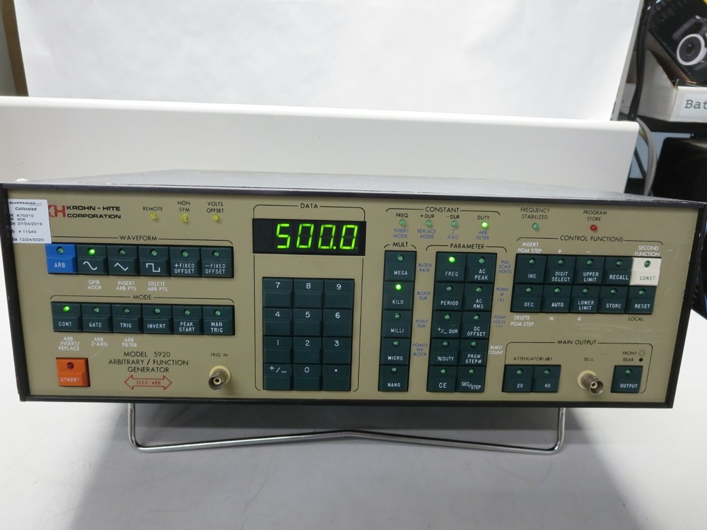Krnohn-Hite,Model 5920,Arbitrary Waveform/Function Generator,Cal'd To 12/24/2020