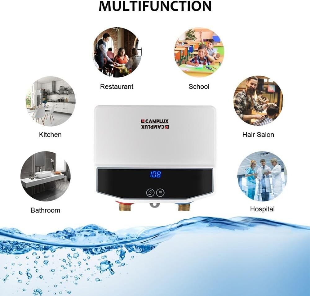 Camplux Electric 3.5kw Hot Water Heater 120V Compact Tankless Instant TE04