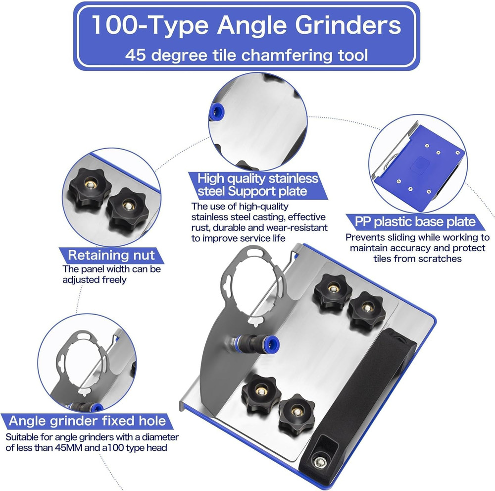 45 Degree Tile Chamfering Tool, Ceramic Tile Cutter Tool, Angle Grinder Attachme