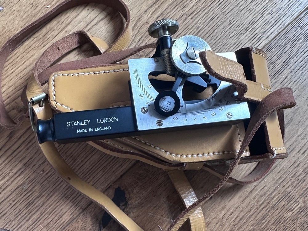 Vintage Leather Cased Stanley Clinometer