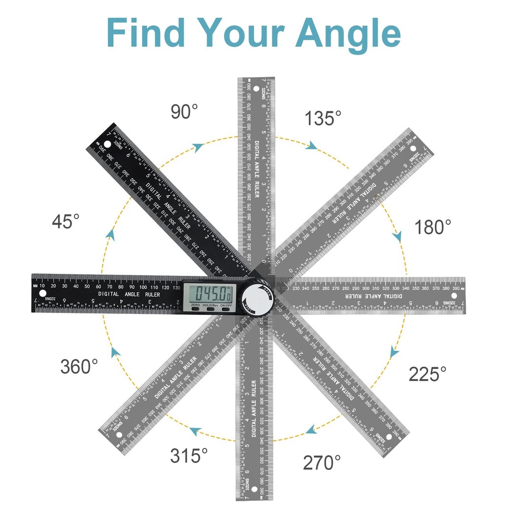 Digital Angle Finder Protractor 7 in 200mm Angle Ruler Measuring Tool