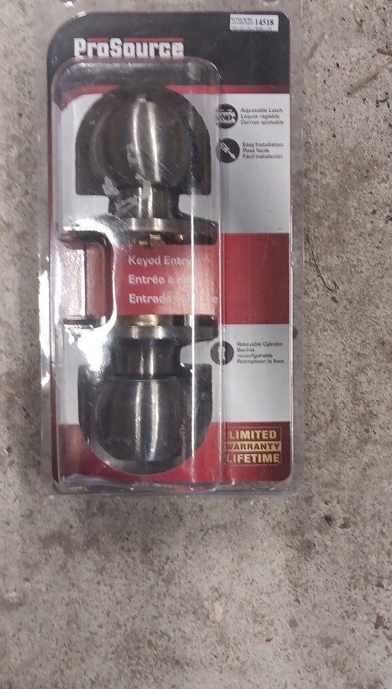 ProSource Keyed Entry Door Knob Set Satin Silver Adjustable Latch Easy Install