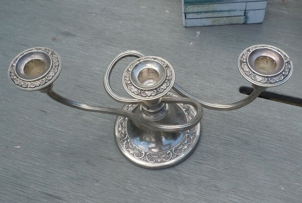 Heavy Silver Plated 3 arm Candelabra by Grenadier England.