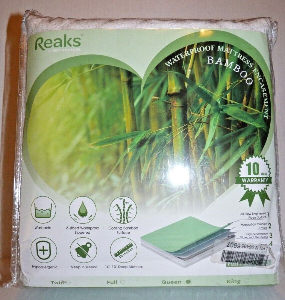 QUEEN Waterproof Bamboo Mattress Encasement Zippered Bug Proof Protector Cooling