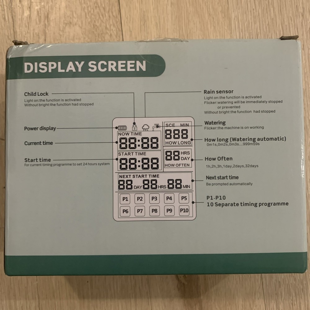 WT05 Automatic Water Timer IP54 Rain Sensor & Child-Lock – 1‑Zone, 10 Programs