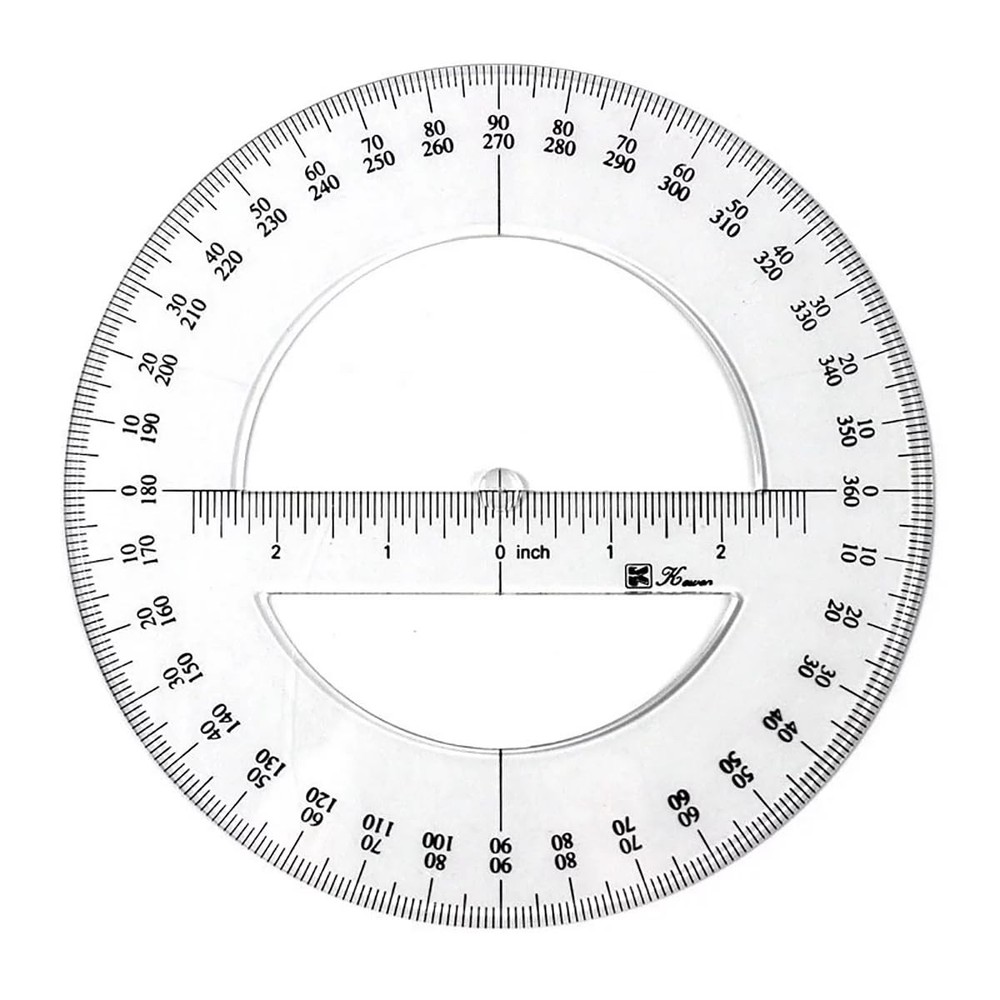 1Pc White 360 Degree Protractor Round Ruler Gauge Angular Drafting Tools Circle