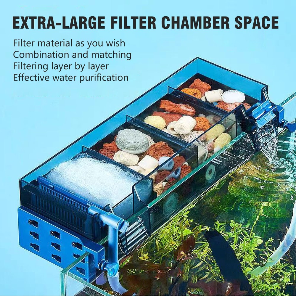 Aquarium Fish Tank Filter with Waterfall Oxygenation Suitable Multi Layer Filter