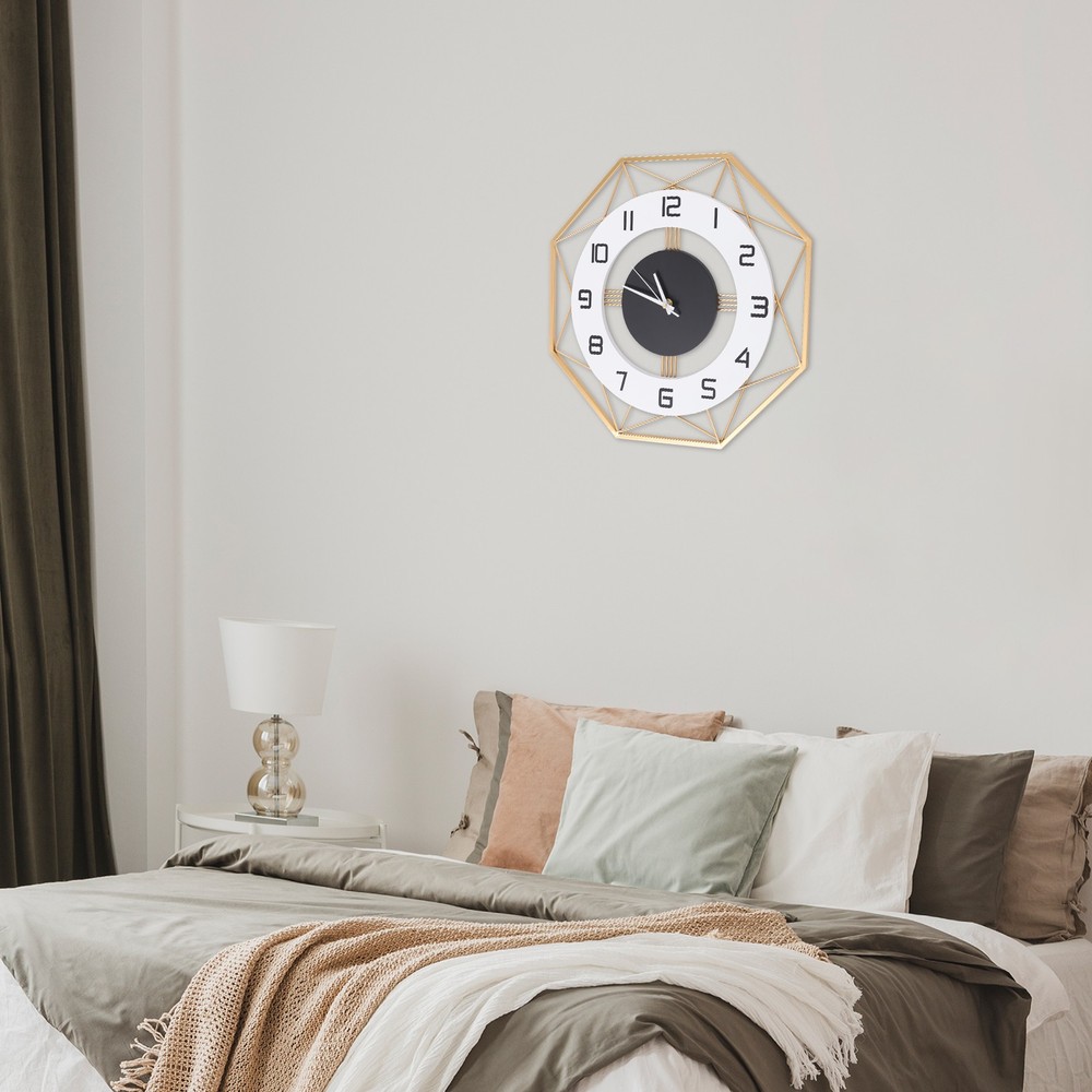 Modern Octagonal Wall Clock - Silent Battery Operated, Easy to Install