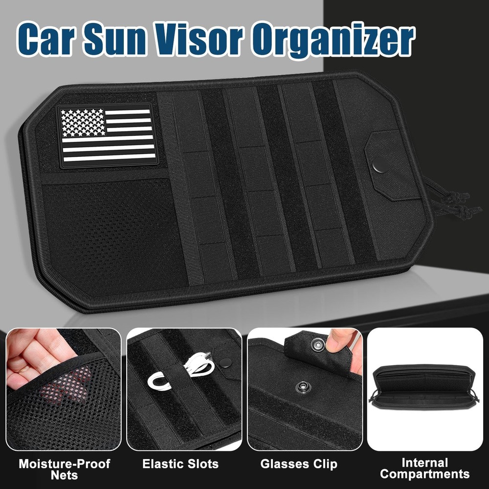 Car Sun Visor Organizer with MultiPocket Storage for Universal Vehicles