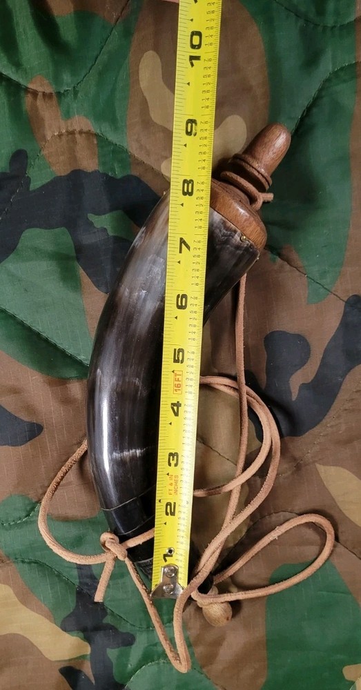Modern Muzzleloading Black Powder Powder Horn With Leather Strap