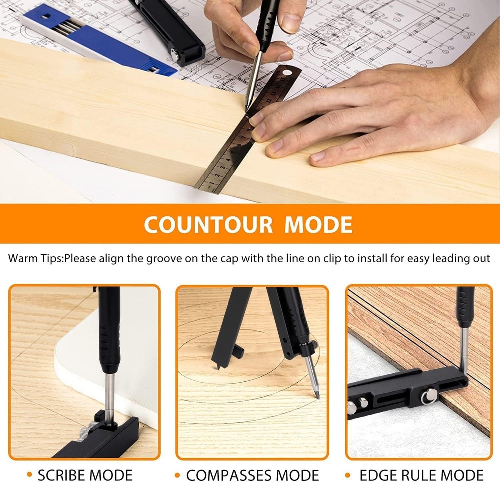 Multi-function Scribing Tool- Construction Pencil- Aluminum Alloy Scribe Tool...