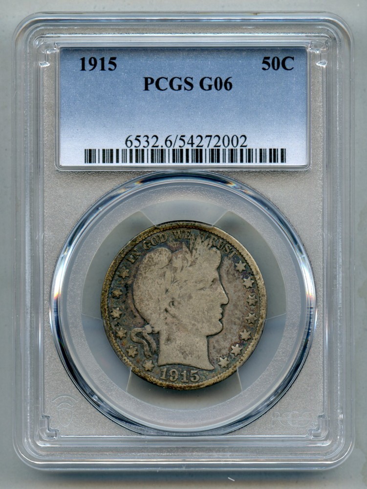 1915 Barber Silver Half Dollar PCGS G 6