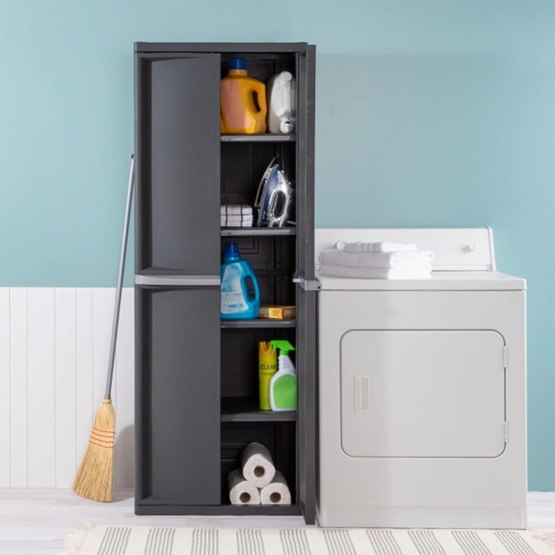 ISterilite Storage Cabinet,Rugged Garage Organizer+Double Doors,Adjustable