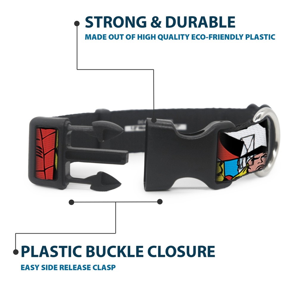 Plastic Clip Collar Marvel Superhero Comic Blocks WIDE-Large 20-31"