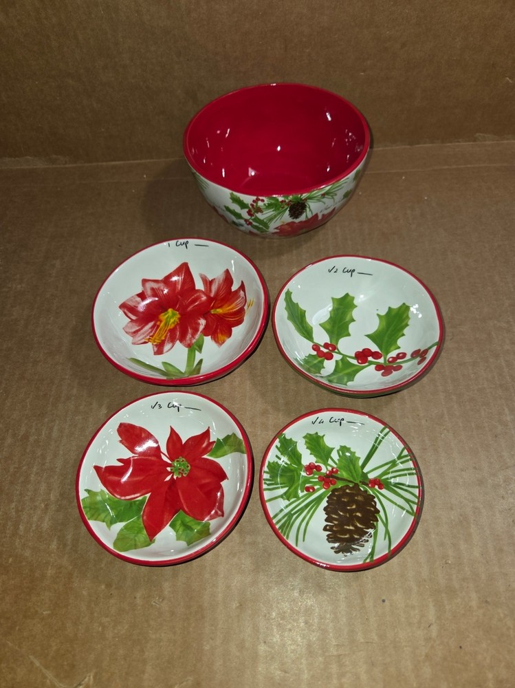 Measuring Cups Nesting Ceramic Maxcera "Noel" Christmas