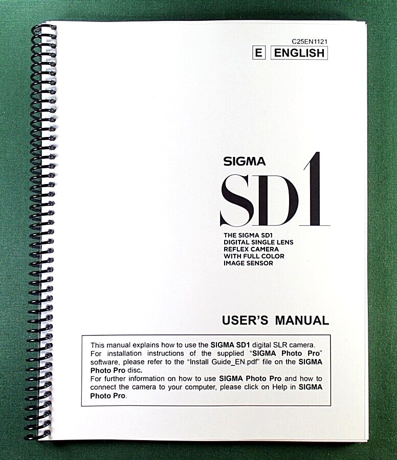 Sigma SD1 User Instruction Manual: 129 Pages and Protective Covers!