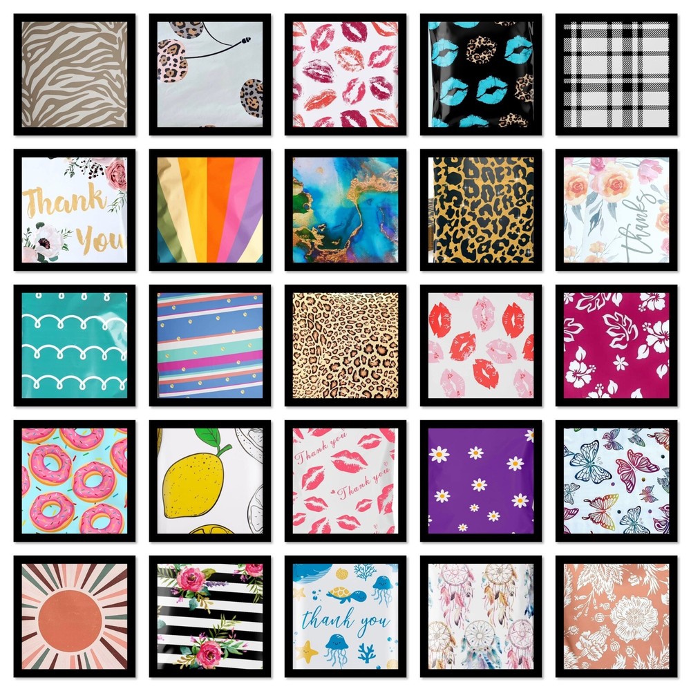 Poly Mailers 6x9 100 UNIQUE DIFFERENT DESIGNS