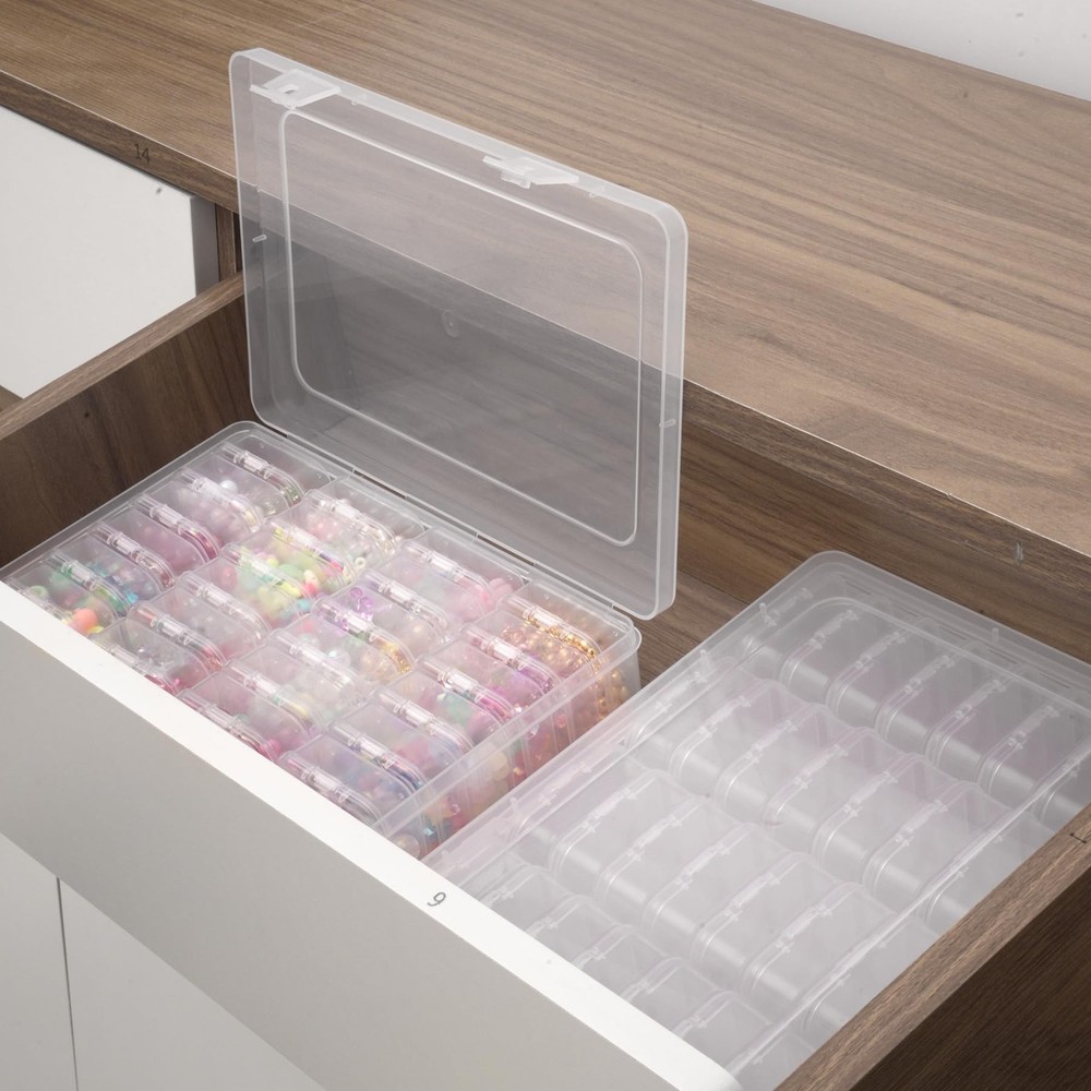 Small Bead Organizer Box - 28Pcs Mini Clear Plastic Storage Containers, Bead ...