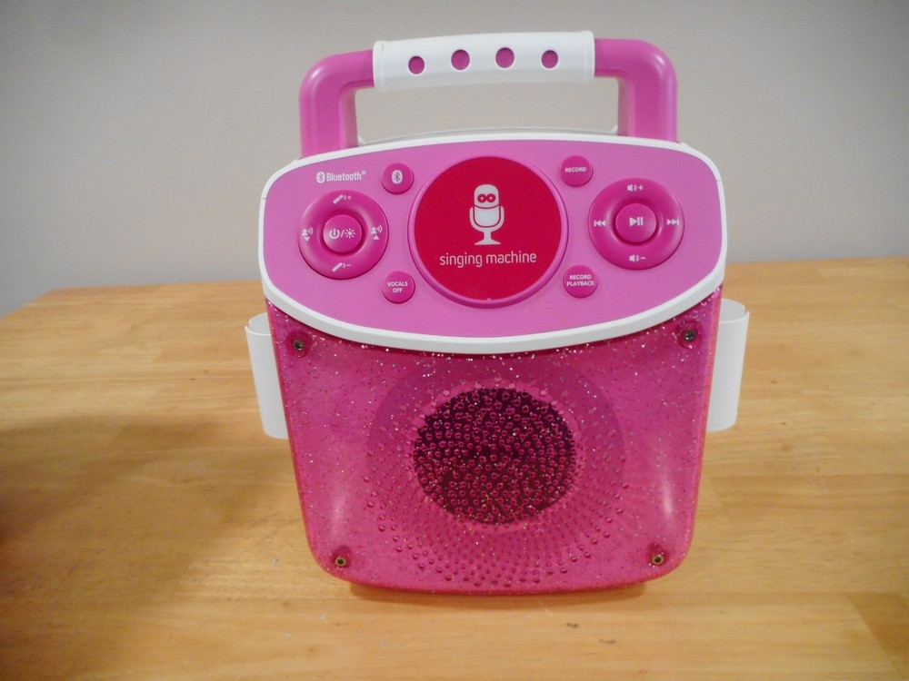 Singing Machine Sparkle Bluetooth LED Lights Karaoke System. missing mic's Pink
