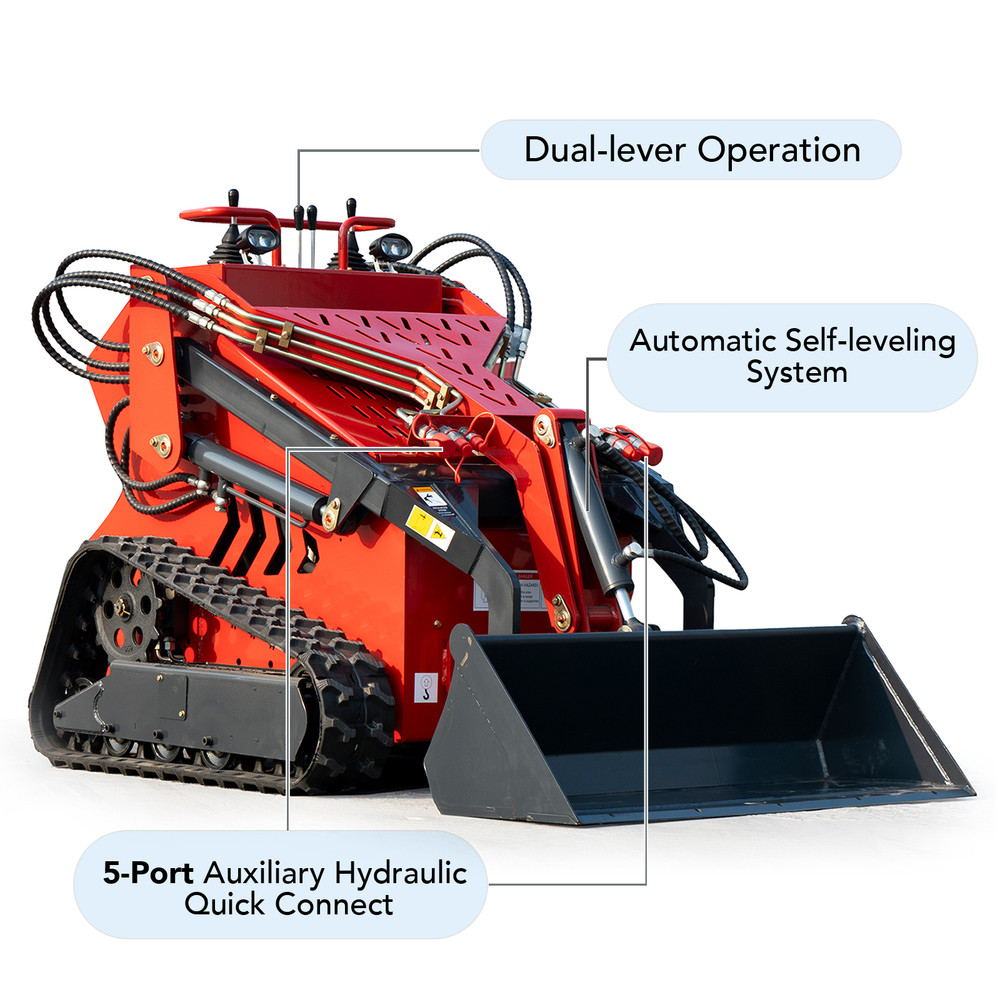 Upgraded Mini Skid Steer Tracked Loader 23HP Engine 3-Pumps Free Ship Unloading