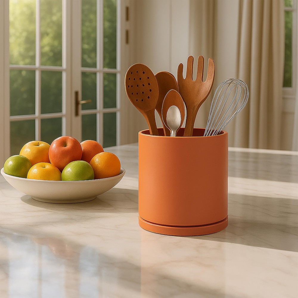D'vine Dev 360° Rotating Utensil Holder – 5" Kitchen 5", Pumpkin