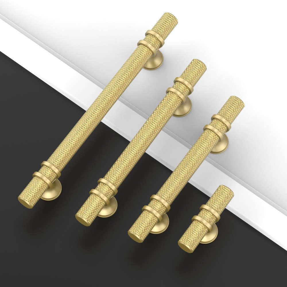10 Pack Knurled Brushed Gold Kitchen Cabinet Knobs Dresser Knobs Drawer Knobs...