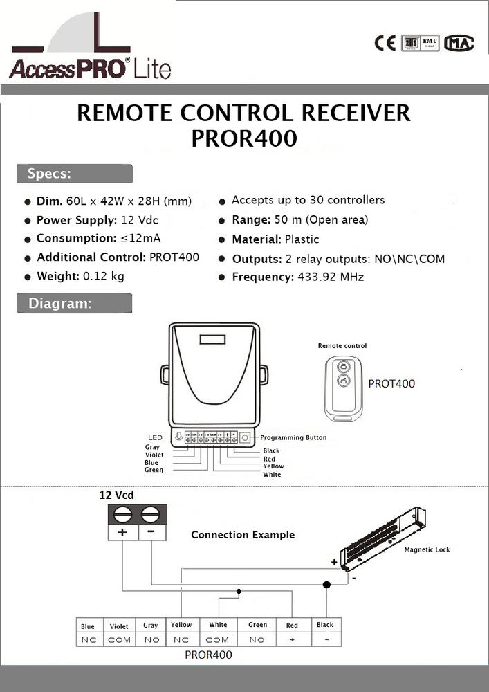 Access Point PROT400 Additional Remote Transmitter SW for PROR400
