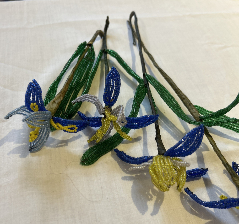 Vintage French Seed Bead Flowers
