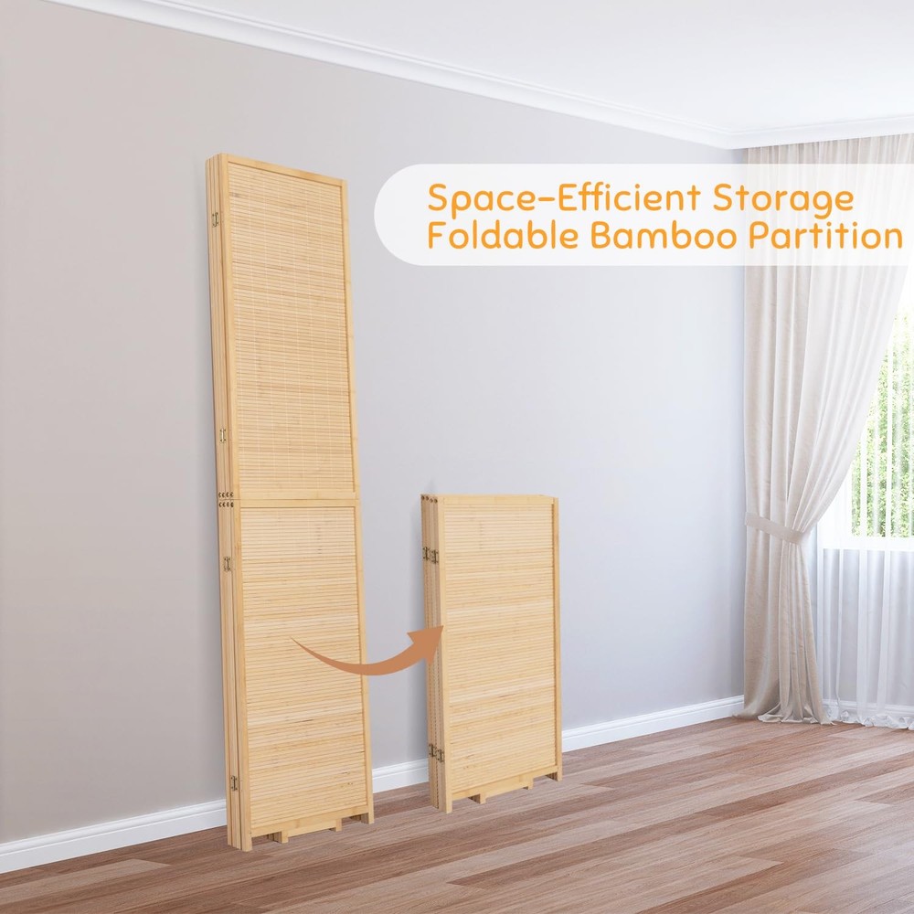 Bamboo Folding Room Divider Privacy Screen 4 Panel
