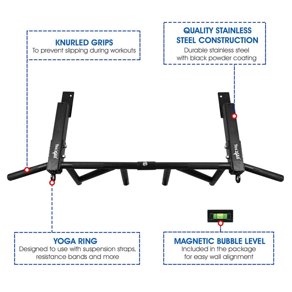 Heavy-Duty Pull-Up Bar – Wall-Mounted with Multiple Grips & High Weight Capacity