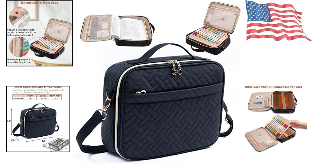 Elegant Black Bible Carrying Case - Versatile Protection for Your Scripture