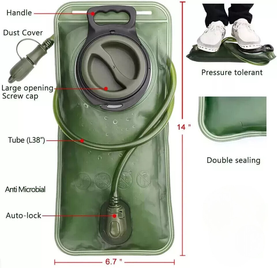 Hydration Bladder 2 L Water Pack Reservoir Camel Back Replacement Running Hiking