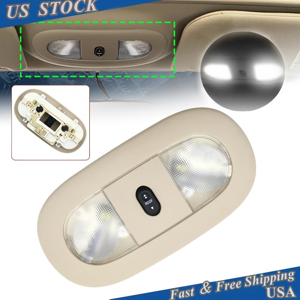 LED Front Overhead Console with Dome Map Light & Sunroof Switch for Ford Beige