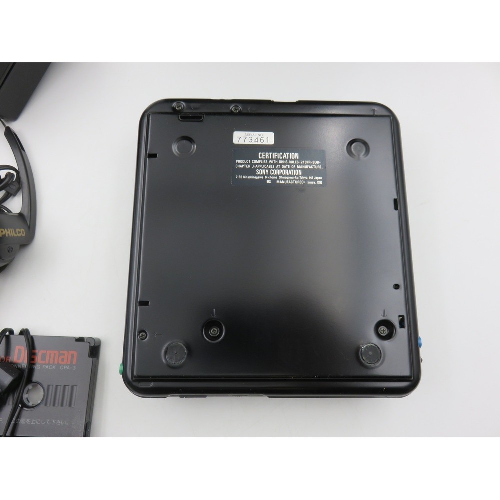 Vtg Sony Discman Portable CD Player Bundle AC Cassette Adapter Case Logic D-2